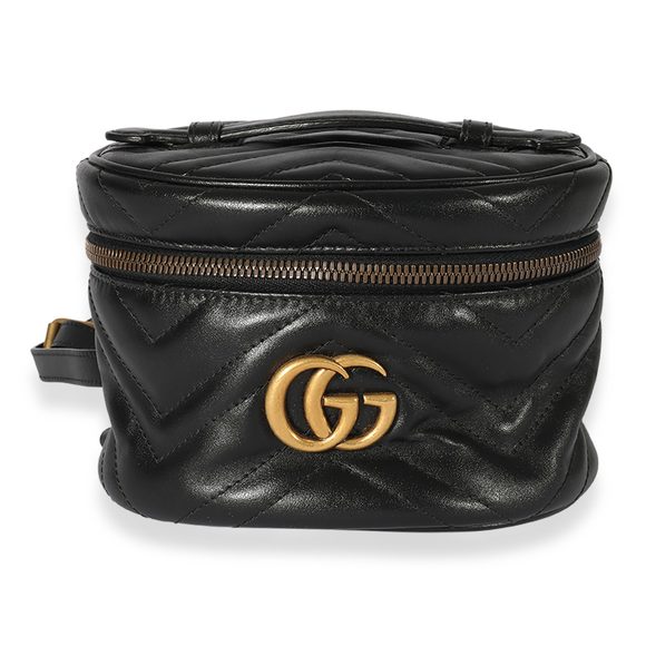 Gucci Black Matelassé Calfskin GG Marmont Round Backpack - Picture 1 of 6